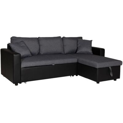 Happy Garden - Sofá Cama Clark 3 Plazas Color Gris Chiné Y Color Negro Happy Garden - Sofá Cama Clark 3 Plazas Color Gris Chiné Y Color Negro