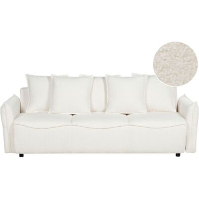 Sofá Cama Beliani Blanco Bouclé - Estilo Moderno Minimalista Sofá Cama Beliani Blanco Bouclé - Estilo Moderno Minimalista