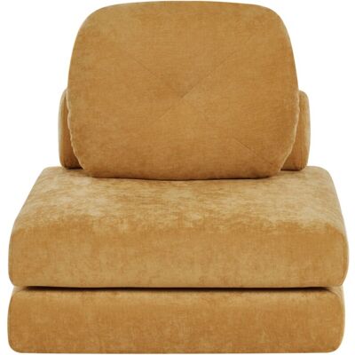 BELIANI Sofá Cama Moderno Minimalista De Tela De 1 Plaza Puf Cama Individual Con Cojín Amarillo Mostaza Olden BELIANI Sofá Cama Moderno Minimalista De Tela De 1 Plaza Puf Cama Individual Con Cojín Amarillo Mostaza Olden