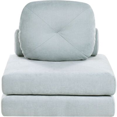 Beliani - Sofá Cama Moderno Minimalista De Tela De 1 Plaza Puf Cama Individual Con Cojín Azul Claro Olden Beliani - Sofá Cama Moderno Minimalista De Tela De 1 Plaza Puf Cama Individual Con Cojín Azul Claro Olden