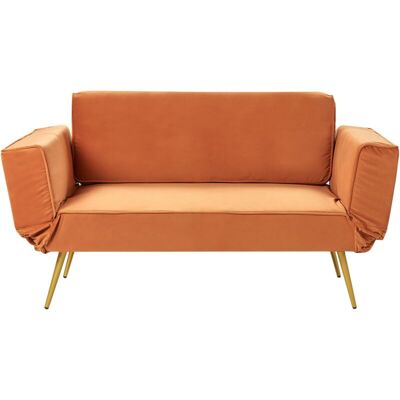 Sofá cama de terciopelo naranja Saarela de Beliani - Sofá cama Sofá cama de terciopelo naranja Saarela de Beliani - Sofá cama