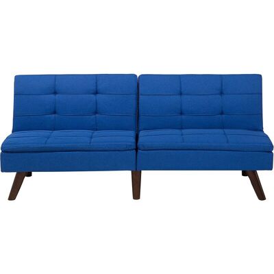 Beliani - Sofá Cama Tapizado Acolchado 3 Plazas Azul Cobalto Click Clack Patas De Metal Respaldo Dividido Ronne Beliani - Sofá Cama Tapizado Acolchado 3 Plazas Azul Cobalto Click Clack Patas De Metal Respaldo Dividido Ronne
