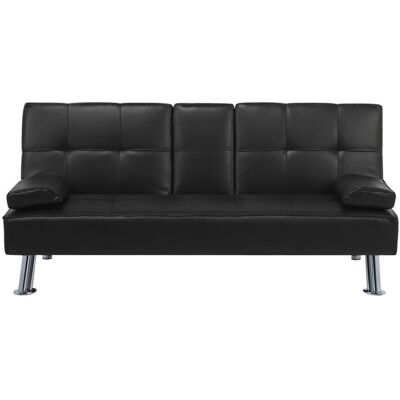 Beliani - Sofá Cama 3 Plazas De Tela Negra Mesa Abatible Convertible Click Clack Moderno Roxen Beliani - Sofá Cama 3 Plazas De Tela Negra Mesa Abatible Convertible Click Clack Moderno Roxen