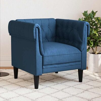 Sillón Chesterfield De Tela Azul Vidaxl Sillón Chesterfield De Tela Azul Vidaxl