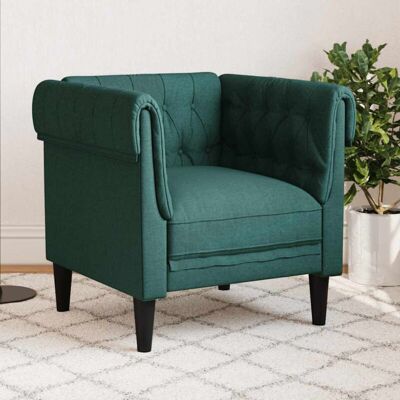 Sillón Chesterfield De Tela Verde Oscuro Vidaxl Sillón Chesterfield De Tela Verde Oscuro Vidaxl