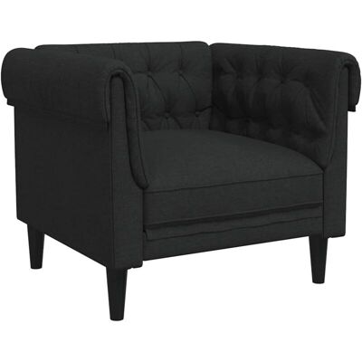 Sillón Chesterfield De Tela Negro Vidaxl Sillón Chesterfield De Tela Negro Vidaxl