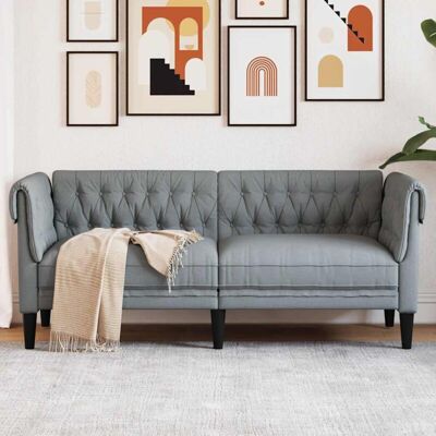 Sofá Chesterfield De 2 Plazas Tela Gris Claro Vidaxl Sofá Chesterfield De 2 Plazas Tela Gris Claro Vidaxl