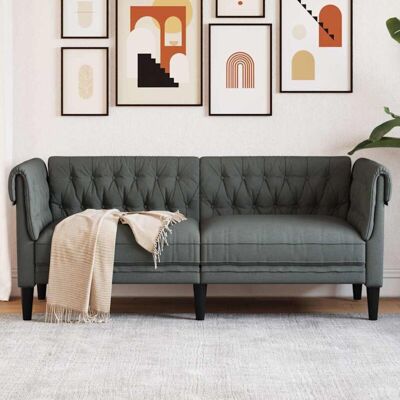 Sofá Chesterfield De 2 Plazas Tela Gris Oscuro Vidaxl Sofá Chesterfield De 2 Plazas Tela Gris Oscuro Vidaxl