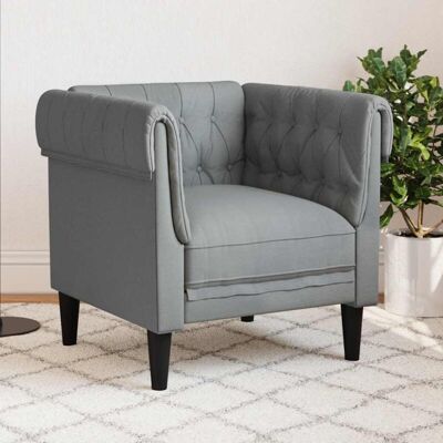 Sillón Chesterfield De Tela Gris Claro Vidaxl Sillón Chesterfield De Tela Gris Claro Vidaxl