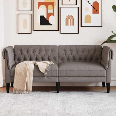 Sofá Chesterfield De 2 Plazas Tela Gris Taupe Vidaxl Sofá Chesterfield De 2 Plazas Tela Gris Taupe Vidaxl