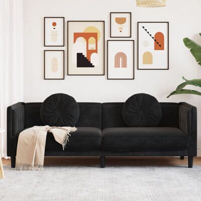 Sofá Con Cojines 3 Plazas Terciopelo Negro Vidaxl Sofá Con Cojines 3 Plazas Terciopelo Negro Vidaxl