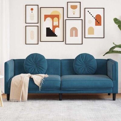 Sofá Con Cojines 3 Plazas Terciopelo Azul Vidaxl Sofá Con Cojines 3 Plazas Terciopelo Azul Vidaxl