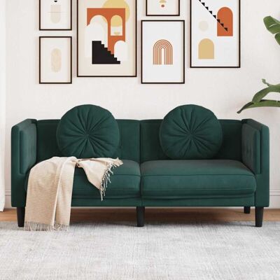 Sofá Con Cojines 2 Plazas Terciopelo Verde Oscuro Vidaxl Sofá Con Cojines 2 Plazas Terciopelo Verde Oscuro Vidaxl