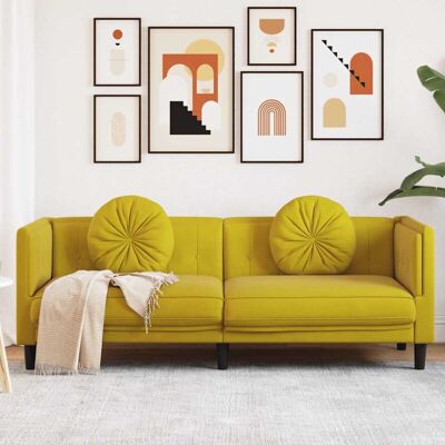 Sofá Con Cojines 3 Plazas Terciopelo Amarillo Vidaxl Sofá Con Cojines 3 Plazas Terciopelo Amarillo Vidaxl