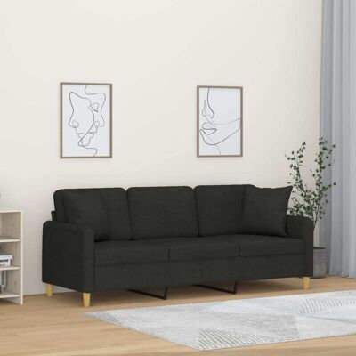 vidaXL Sofá de Tela de 3 Plazas - Moderno y Duradero en Negro vidaXL Sofá de Tela de 3 Plazas - Moderno y Duradero en Negro
