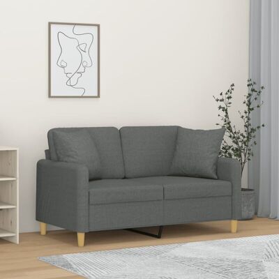 Sofá de 2 plazas gris oscuro con cojines - Muebles Sofá de 2 plazas gris oscuro con cojines - Muebles