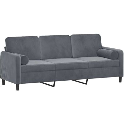 Sofá de Terciopelo de 3 Plazas Gris Oscuro - Sofa Sofá de Terciopelo de 3 Plazas Gris Oscuro - Sofa