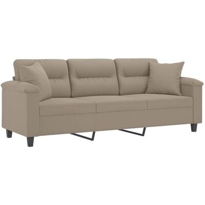 vidaXL Sofá de 3 plazas Tela microfibra Taupe - Sofá vidaXL Sofá de 3 plazas Tela microfibra Taupe - Sofá
