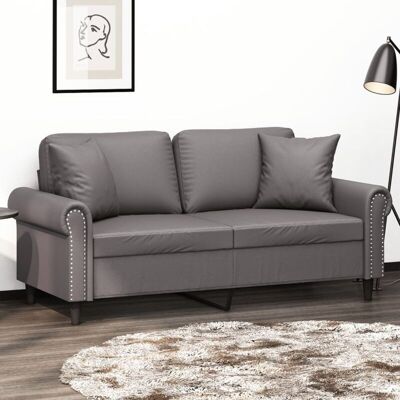 Sofá de 2 plazas gris vidaXL - Diseño moderno y cuero sintético duradero Sofá de 2 plazas gris vidaXL - Diseño moderno y cuero sintético duradero