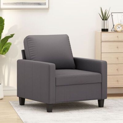 Sillón Cuero Sintético Gris 60 Cm Vidaxl Sillón Cuero Sintético Gris 60 Cm Vidaxl