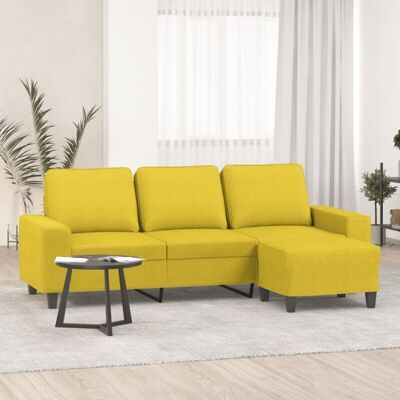 Vidaxl - Sofá De 3 Plazas Con Taburete De Tela Amarillo Claro 180 Cm Vidaxl - Sofá De 3 Plazas Con Taburete De Tela Amarillo Claro 180 Cm