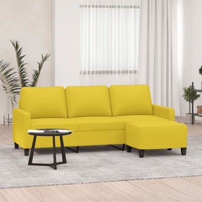 Vidaxl - Sofá De 3 Plazas Con Taburete De Tela Amarillo Claro 180 Cm Vidaxl - Sofá De 3 Plazas Con Taburete De Tela Amarillo Claro 180 Cm