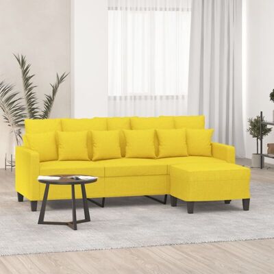 Vidaxl - Sofá De 3 Plazas Con Taburete De Tela Amarillo Claro 180 Cm Vidaxl - Sofá De 3 Plazas Con Taburete De Tela Amarillo Claro 180 Cm