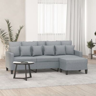 Sofá de 3 plazas gris claro con taburete VIDA XL - Sofá Sofá de 3 plazas gris claro con taburete VIDA XL - Sofá