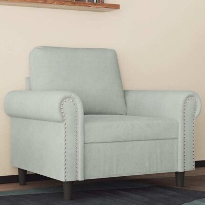 Sillón de Terciopelo Gris Claro - Muebles Sillón de Terciopelo Gris Claro - Muebles