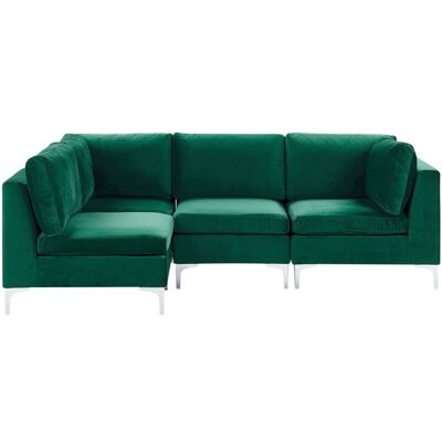 Beliani Sofá Esquinero de Terciopelo Verde - Sofá Modular Beliani Sofá Esquinero de Terciopelo Verde - Sofá Modular