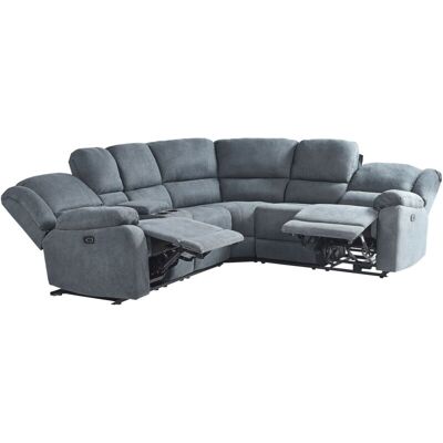 Beliani - Sofá Esquinero 5 Plazas Reclinable Eléctrico Gris Oscuro Puerto Usb Portavasos Rokke Beliani - Sofá Esquinero 5 Plazas Reclinable Eléctrico Gris Oscuro Puerto Usb Portavasos Rokke