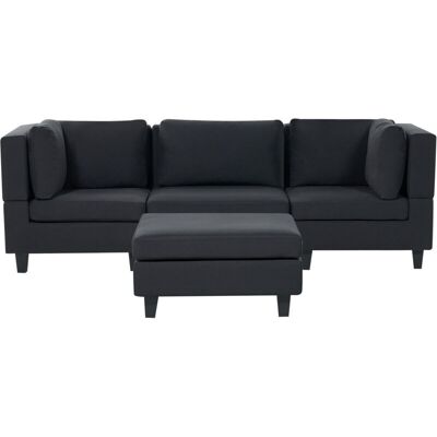 Sofá modular de tela de 3 plazas con otomana negro - Tipo de sofá Sofá modular de tela de 3 plazas con otomana negro - Tipo de sofá
