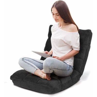 Costway - Sofá Perezoso Sofá Plegable Respaldo Ajustable 14 Posiciones Silla De Dormitorio Sala De Estar Negro Costway - Sofá Perezoso Sofá Plegable Respaldo Ajustable 14 Posiciones Silla De Dormitorio Sala De Estar Negro
