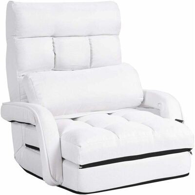 Costway - Sofá Plegable Individual Silla Con Reposabrazos Y Cojín Para Oficina Salón Terraza Jardín (blanco) Costway - Sofá Plegable Individual Silla Con Reposabrazos Y Cojín Para Oficina Salón Terraza Jardín (blanco)
