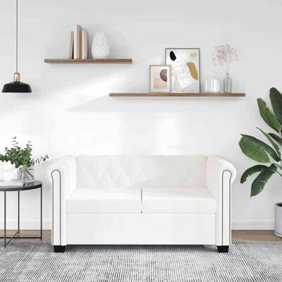 Vidaxl - Sofá Chesterfield De 2 Plazas Cuero Sintético Blanco Vidaxl - Sofá Chesterfield De 2 Plazas Cuero Sintético Blanco