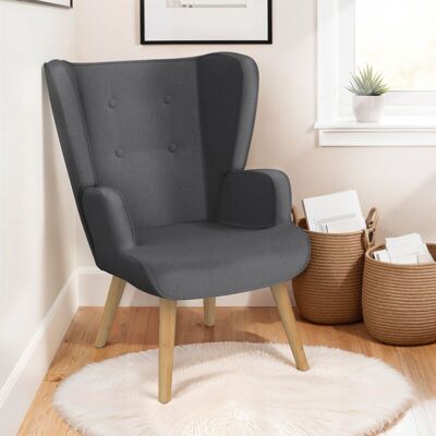 Idmarket - Sillón Escandinavo Sven En Tejido Gris Antracita Idmarket - Sillón Escandinavo Sven En Tejido Gris Antracita
