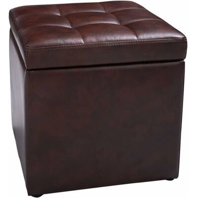 Costway - Taburete Con Tapa Para Almacenaje Plegable 40x40x40cm Banco Otomano Asiento (marrón) Costway - Taburete Con Tapa Para Almacenaje Plegable 40x40x40cm Banco Otomano Asiento (marrón)