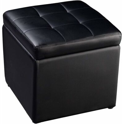 Costway - Taburete Con Tapa Para Almacenaje Plegable 40x40x40cm Banco Otomano Asiento (negro) Costway - Taburete Con Tapa Para Almacenaje Plegable 40x40x40cm Banco Otomano Asiento (negro)