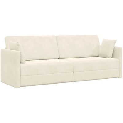 Sofá-cama De Piso Crema 213 X 70 X 77 Cm Terciopelo Vidaxl Sofá-cama De Piso Crema 213 X 70 X 77 Cm Terciopelo Vidaxl