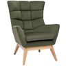 MILIBOO Sillón nórdico de efecto aterciopelado caqui y madera brody - verde caqui