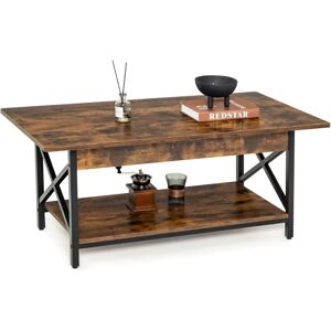 Costway Mesa De Café Industrial De 2 Niveles, Mesa De Centro Con Estante De Almacenamiento Y Marco De Metal En Forma De X, Mesa Rectangular Auxiliar Para Sala De Estar, Marrón Rústico Y Negro (café) Costway Mesa De Café Industrial De 2 Niveles, Mesa De Centro Con Estante De Almacenamiento Y Marco De Metal En Forma De X, Mesa Rectangular Auxiliar Para Sala De Estar, Marrón Rústico Y Negro (café)