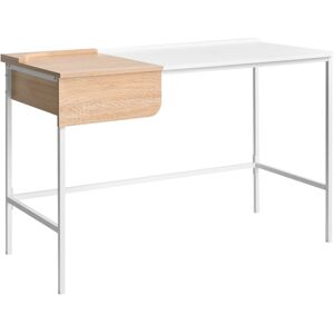 BELIANI Escritorio Con Cajón Minimalista Oficina En Casa Tablero Aglomerado Patas De Hierro 120 X 60 Cm Blanco Ocate BELIANI Escritorio Con Cajón Minimalista Oficina En Casa Tablero Aglomerado Patas De Hierro 120 X 60 Cm Blanco Ocate