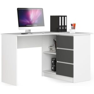 Akord - Escritorio Esquinero B16 Blanco 124 Cm Con Lado Derecho 3 Cajones Frente En Color Grafito Gris 2 Estantes 124x85x77 Cm Akord - Escritorio Esquinero B16 Blanco 124 Cm Con Lado Derecho 3 Cajones Frente En Color Grafito Gris 2 Estantes 124x85x77 Cm