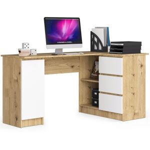 Escritorio Esquinero Akord B20 Roble Artisan 155 Cm Con Lado Derecho 1 Puerta 3 Cajones Frente En Color Blanco 4 Estantes 155x85x77 Cm Escritorio Esquinero Akord B20 Roble Artisan 155 Cm Con Lado Derecho 1 Puerta 3 Cajones Frente En Color Blanco 4 Estantes 155x85x77 Cm