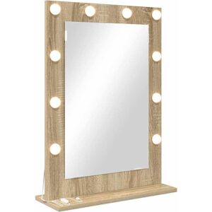 Espejo de Sonoma Roble VidaXL - Montaje en Pared con LED para Baño Espejo de Sonoma Roble VidaXL - Montaje en Pared con LED para Baño