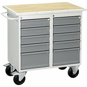 Kaiserkraft Banco De Trabajo Rodante Con 10 Cajones Gris Luminoso / Gris Kaiserkraft Banco De Trabajo Rodante Con 10 Cajones Gris Luminoso / Gris