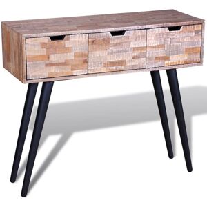 Mesa Consola Con 3 Cajones De Madera De Teca Reciclada Vidaxl Mesa Consola Con 3 Cajones De Madera De Teca Reciclada Vidaxl