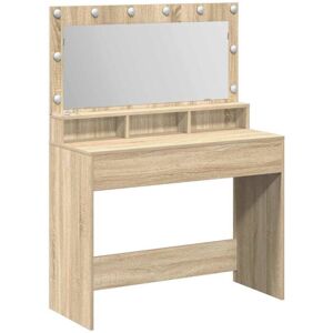vidaXL Sonoma Eiche Mesa de Maquillaje - Diseño Moderno, Espejo LED, Gran Almacenamiento vidaXL Sonoma Eiche Mesa de Maquillaje - Diseño Moderno, Espejo LED, Gran Almacenamiento