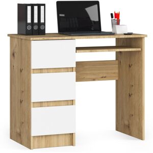Escritorio De Ordenador Akord A6 Roble Artisan 90 Cm Con Lado Izquierdo 3 Cajones Frente En Color Blanco 1 Estante 90x50x77 Cm Escritorio De Ordenador Akord A6 Roble Artisan 90 Cm Con Lado Izquierdo 3 Cajones Frente En Color Blanco 1 Estante 90x50x77 Cm