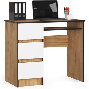 Escritorio De Ordenador Akord A6 Roble Craft 90 Cm Con Lado Izquierdo 3 Cajones Frente En Color Blanco 1 Estante 90x50x77 Cm Escritorio De Ordenador Akord A6 Roble Craft 90 Cm Con Lado Izquierdo 3 Cajones Frente En Color Blanco 1 Estante 90x50x77 Cm